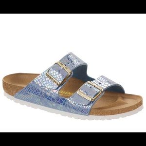 Birkenstock Arizona Shiny Snake Sky Blue